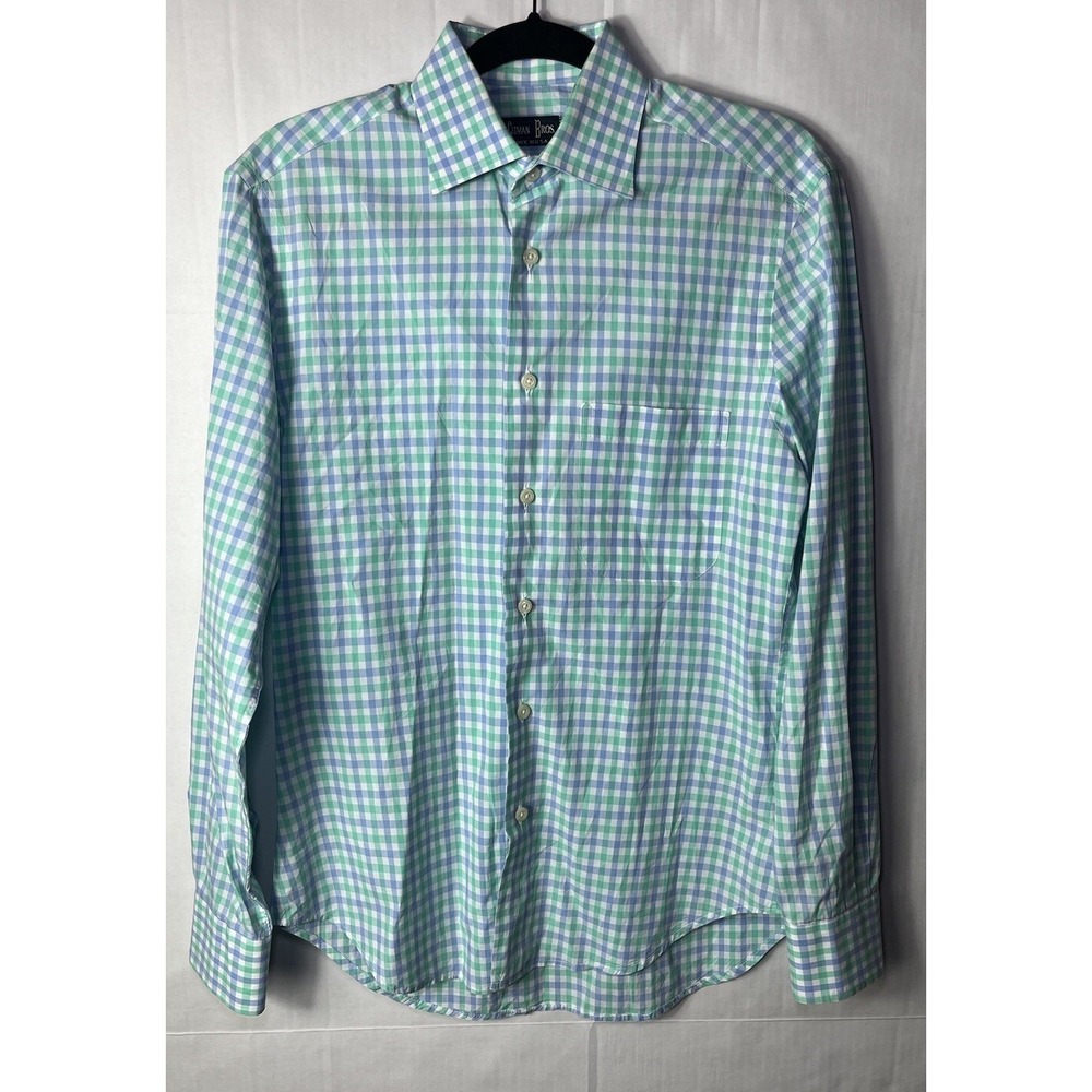 Vtg Gitman Bros Shirt Mens S Green Plaid Long Sleeve Button Lightweight Outdoors